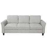 3-Seat Sofa Living Room Linen Fabric Sofa (Light Gray)