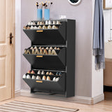 3 Drawer All Steel Shoe Cabinet, Freestanding Shoe Rack Storage