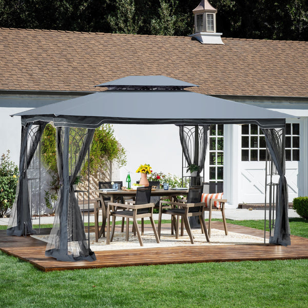 13x10 Outdoor Patio Gazebo Canopy Tent With Ventilated Double Roof And Mosquito net