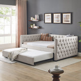 Daybed with Trundle Upholstered Tufted Sofa Bed