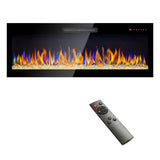 50 inch recessed ultra thin tempered glass front wall mounted electric fireplace