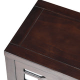 Wooden Storage Cabinet with 3 Drawers and Decorative Mirror, Natural Wood (Espresso)