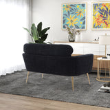 Black Modern Chenille Loveseat Sofa