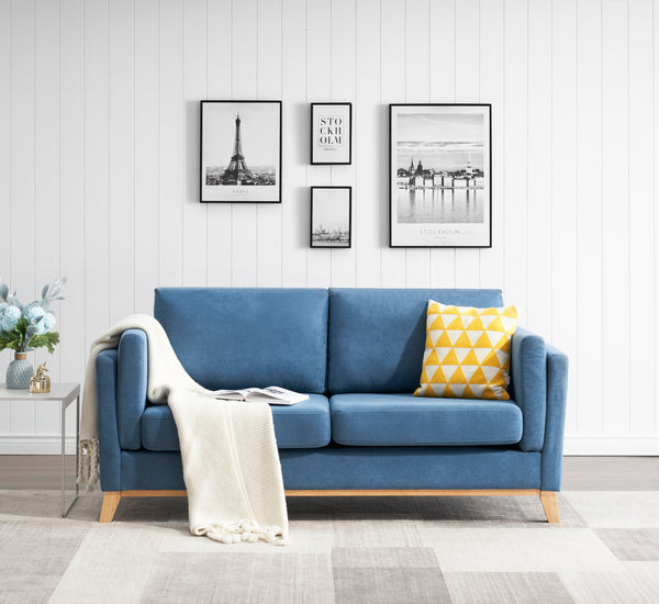 [New Design] Modern and comfortable blue chenille fabric sofa with soft cushion and arm loveseat