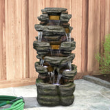 47” Tall Indoor/Outdoor Water Fountain Waterfall simulated rock With LED
