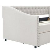 Twin Size Daybed with Drawers Upholstered Tufted Sofa Bed