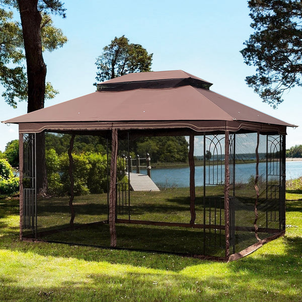 13x10 Outdoor Patio Gazebo Canopy Tent With Ventilated Double Roof