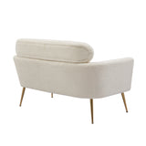 Ivory Modern Two-Seater Sofa With 2 Throw Pillows Gold Metal Legs