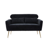 Black Modern Chenille Loveseat Sofa