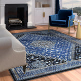 Gabriella Medallion Blue, Brown, Beige and Ivory Viscose Area Rug 8x10