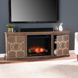 Yardlynn Touch Screen Electric Fireplace Console w/ Media Storage