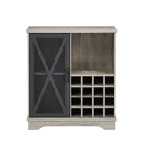 JHX Single door wine cabinet with 16 wine storage compartments (Gray, 31.50" W*13.78" D*35.43" H)