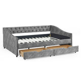 Full Size Daybed with Drawers Upholstered Tufted Sofa Bed