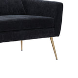 Black Modern Chenille Loveseat Sofa