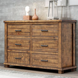 Rustic Reclaimed Solid Wood Framhouse 6 Drawers Wider Dresser