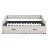 Full Size Daybed with Drawers Upholstered Tufted Sofa Bed