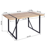 Industrial Rectangular Dining Table, Oak & Black