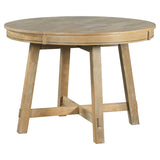 Round Extendable Dining Table with 16" Leaf Wood Kitchen Table