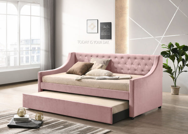 Twin Daybed & Trundle, Pink Velvet