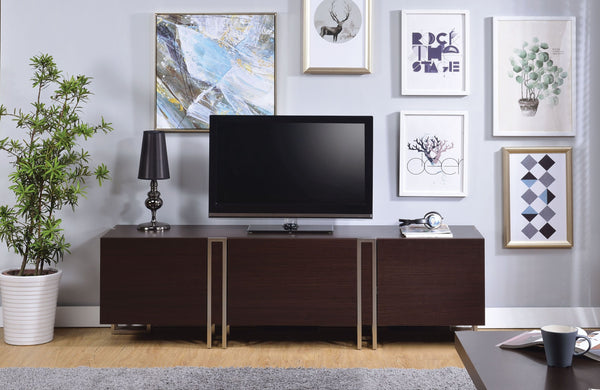 TV Stand in Dark Walnut & Nickel