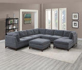 Ash Grey Chenille Fabric Sectional Couch