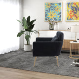 Black Modern Chenille Loveseat Sofa