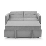 Grey Sofa with Pull-out Bed adjustable back and Two Arm Pocket