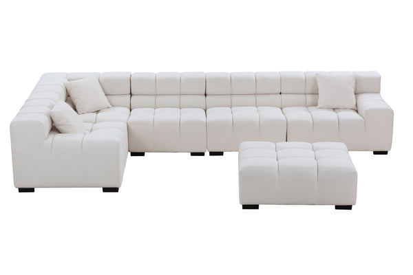 Beige L-Shaped Sectional Sofa