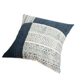 Dae 24 x 24 Square Handwoven Cotton Accent Throw Pillow, Classic Simple Kilim Pattern, Blue, Off White