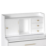 Vanity Makeup Table with Mirror and Retractable Table, Storage Dresser for Bedroom with 7 Drawers and Hidden Storage