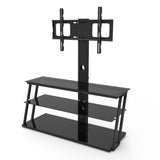 Black Multi-Function Angle And Height Adjustable Tempered Glass  TV Stand