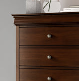 Louis Philippe Style 1pc Chest of Drawers Brown Cherry Finish Okume Veneer Bedroom Furniture