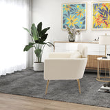 Beige modern Two-Seater Sofa With 2 Throw Pillows