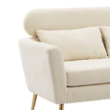 Beige modern Two-Seater Sofa With 2 Throw Pillows