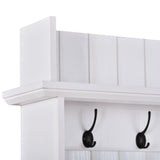 Hallway Coat Rack with 5 Metal Hooks and 2 Large Drawers Hall Tree, Metal drawer Handles Entryway Bench Coat Hanger