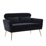 Black Modern Chenille Loveseat Sofa