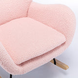 Teddy Fabric Padded Seat Rocking Chair With High Backrest And Armrests