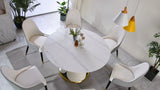 53“ Modern sintered stone round dining table with stainless steel base