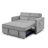 Grey Sofa with Pull-out Bed adjustable back and Two Arm Pocket