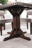 1pc Dining Table Square Table Top Solidwood Brown Cherry Dining Room Furniture Pedestal Base