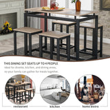 5-Piece Kitchen Counter Height Table Set, Industrial Dining Table with 4 Chairs (Oak)