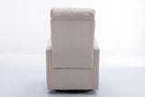 New Cotton Linen Fabric Material Swivel Rocking Accent Leisure Chair With Folding Or Storage Ottoman Footrest,Cream White