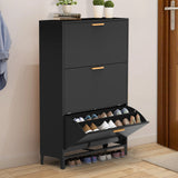 3 Drawer All Steel Shoe Cabinet, Freestanding Shoe Rack Storage