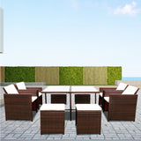 Patio Dining Set Outdoor Space Saving Rattan Chairs with Glass Table Patio Furniture Sets Cushioned Seating and Back Sectional Conversation Set