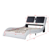 Faux Leather Upholstered Platform Bed Frame with led lighting & Bluetooth / massage