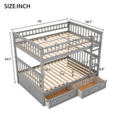 Full over Full Bunk Bed with Drawers, Convertible Beds