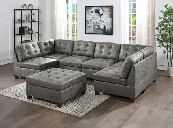 Gray Sectional 7pc Couch Set