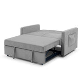 Grey Sofa with Pull-out Bed adjustable back and Two Arm Pocket