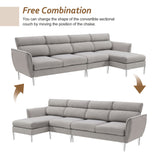 [VIDEO provided] [New]111 " Convertible Sectional Sofa Couch , Flannel L Shape Furniture Couch with Chaise Left/Right Handed Chaise