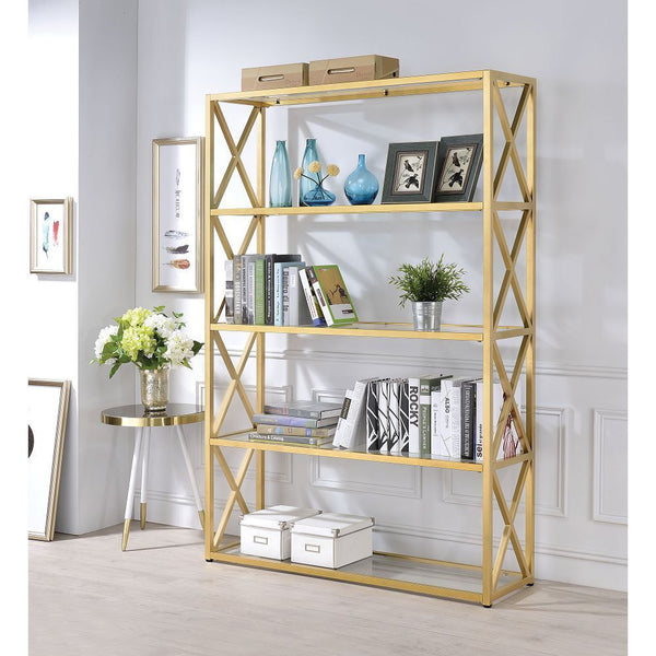 Bookshelf in Gold & Clear Glass